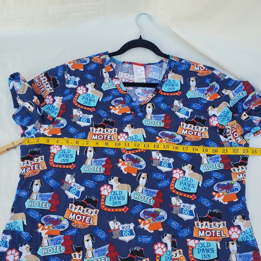 Dickies, Dark Blue, XL,100% cotton, tag missing some printing, dogs ,Scrubs.